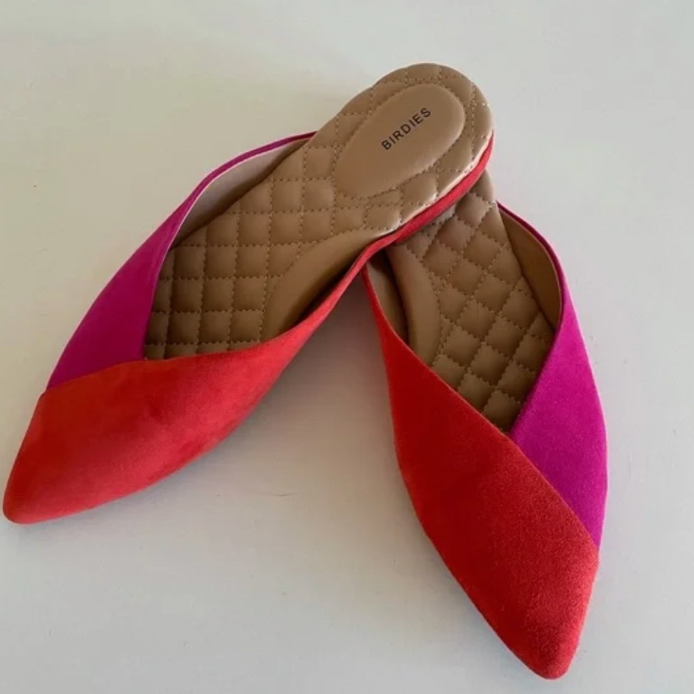 The Swan/Fruit Punch pink and orange BIRDIES mules - worn twice - Size 7